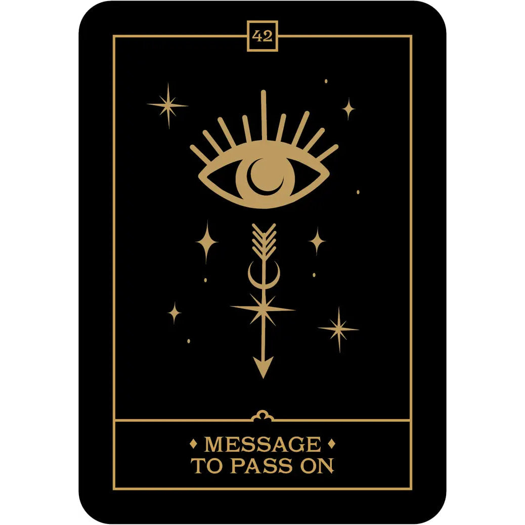 Black and gold tarot card from Voice of the Souls Oracle Deck by Isabelle Cerf #Q021