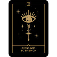 Black and gold tarot card from Voice of the Souls Oracle Deck by Isabelle Cerf #Q021