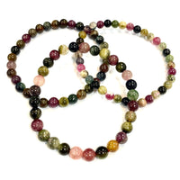 Thumbnail for Colorful Watermelon Tourmaline Bead Bracelet arranged in a spiral pattern