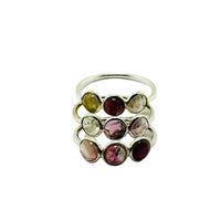 Watermelon Tourmaline Ring Sterling Silver 3 Stone Ring