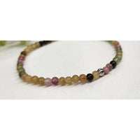 Watermelon Tourmaline 4mm Beaded Stretch Bracelet 7.5 Inch LV9543