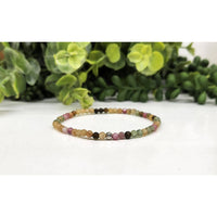 Watermelon Tourmaline 4mm Stretchable Beaded Bracelet 7.5’’ #LV9543