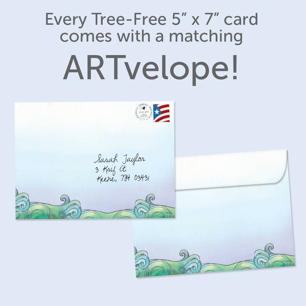 In Waves Sympathy Greeting Card #17044 with white envelope and ocean wave design