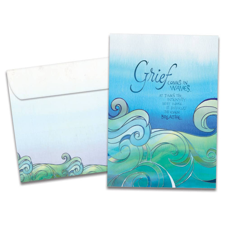 In Waves Sympathy Greeting Card #17044 with blue-green wave gradient