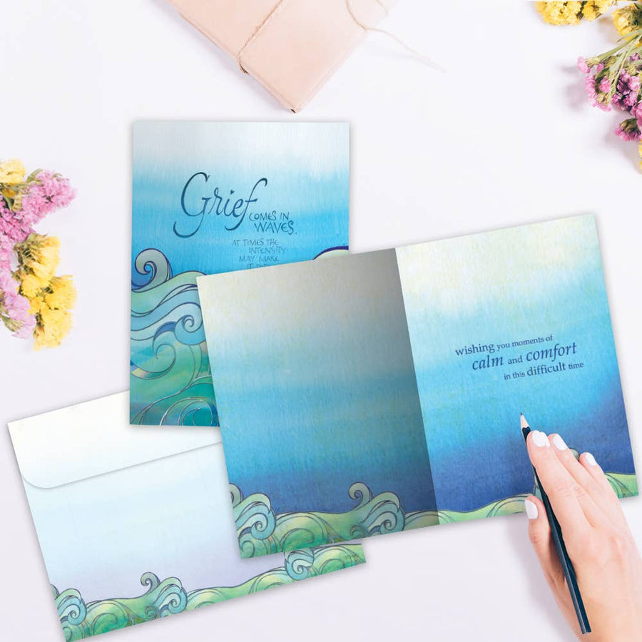 In Waves Sympathy Greeting Card #17044 with grief comes in waves ocean design