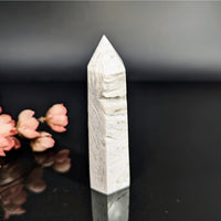 White Lace Agate 3.4’’ polished quartz tower #BC0342