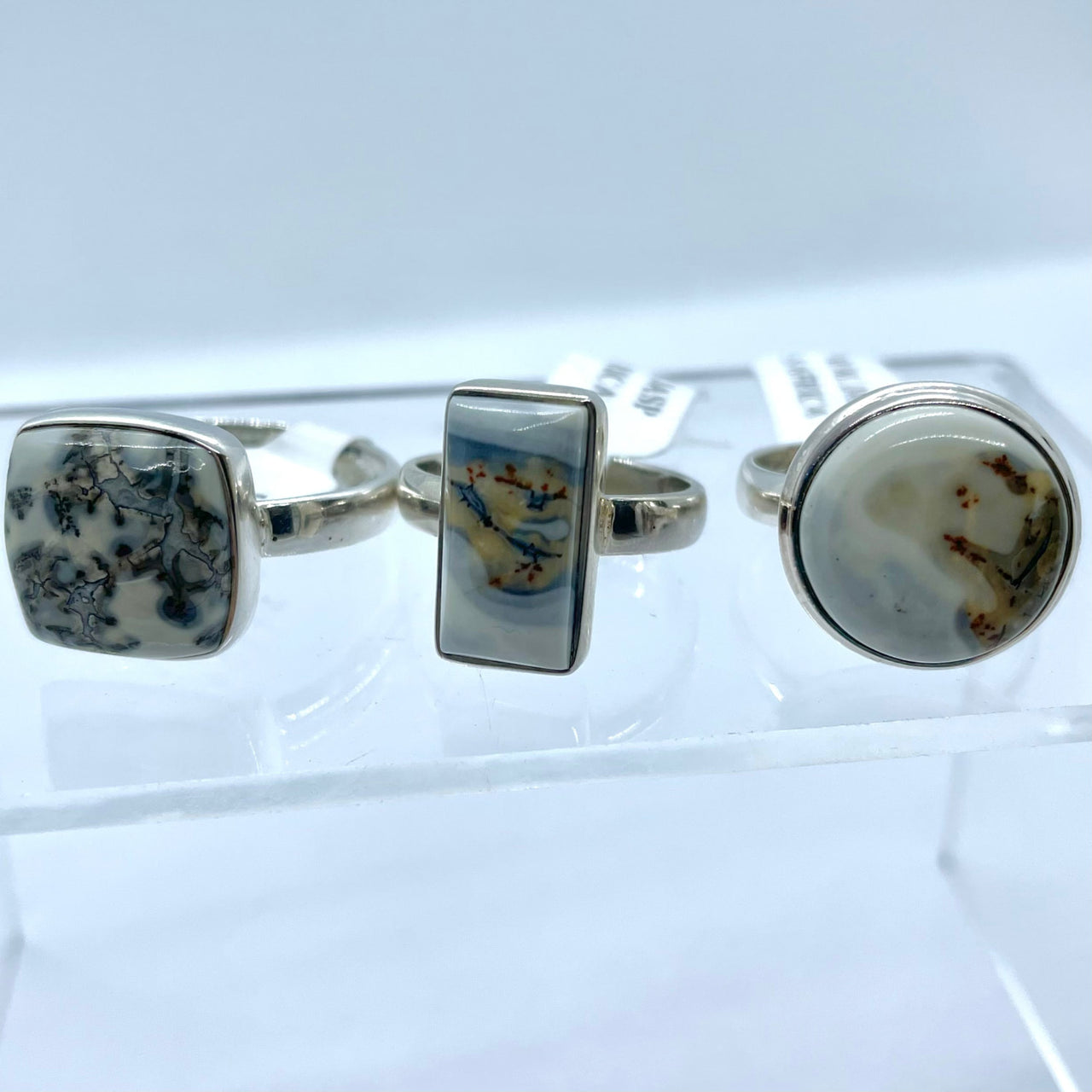 White Mosaic Jasper S.S Ring #J708