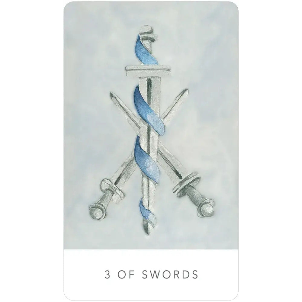 A drawing of a sword and two swords from the White Sage Tarot #WST80 collection