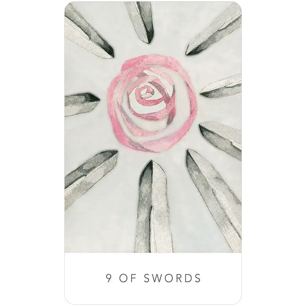 Pink rose encircled in white, featured in White Sage Tarot #WST80 deck