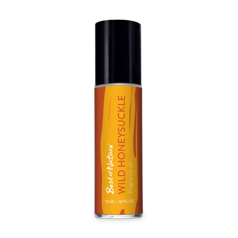 Wild Honeysuckle essential oil rollerball, 10ml, orange gradient body, black cap