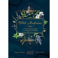 Book cover for Wild Medicine featuring botanical illustrations and moon phases