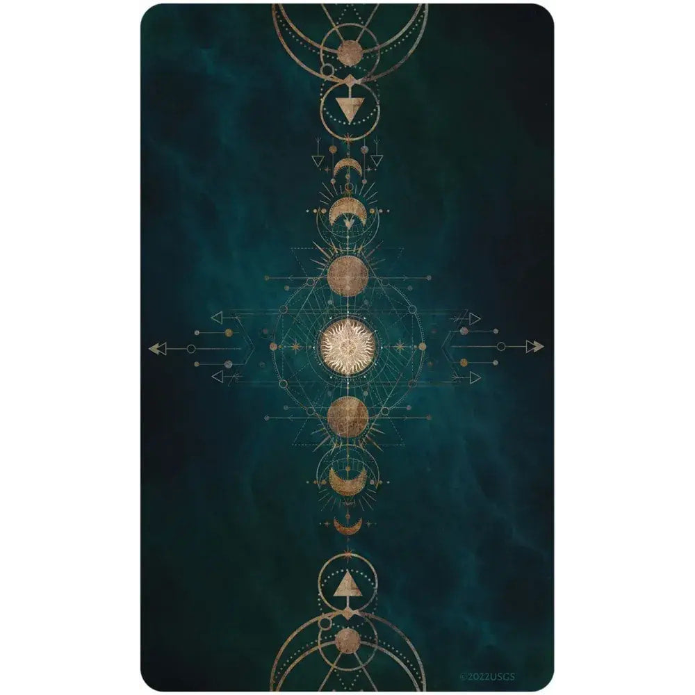 Symmetrical mystical diagram of moons and circles in Wild Woman Rising Oracle Deck