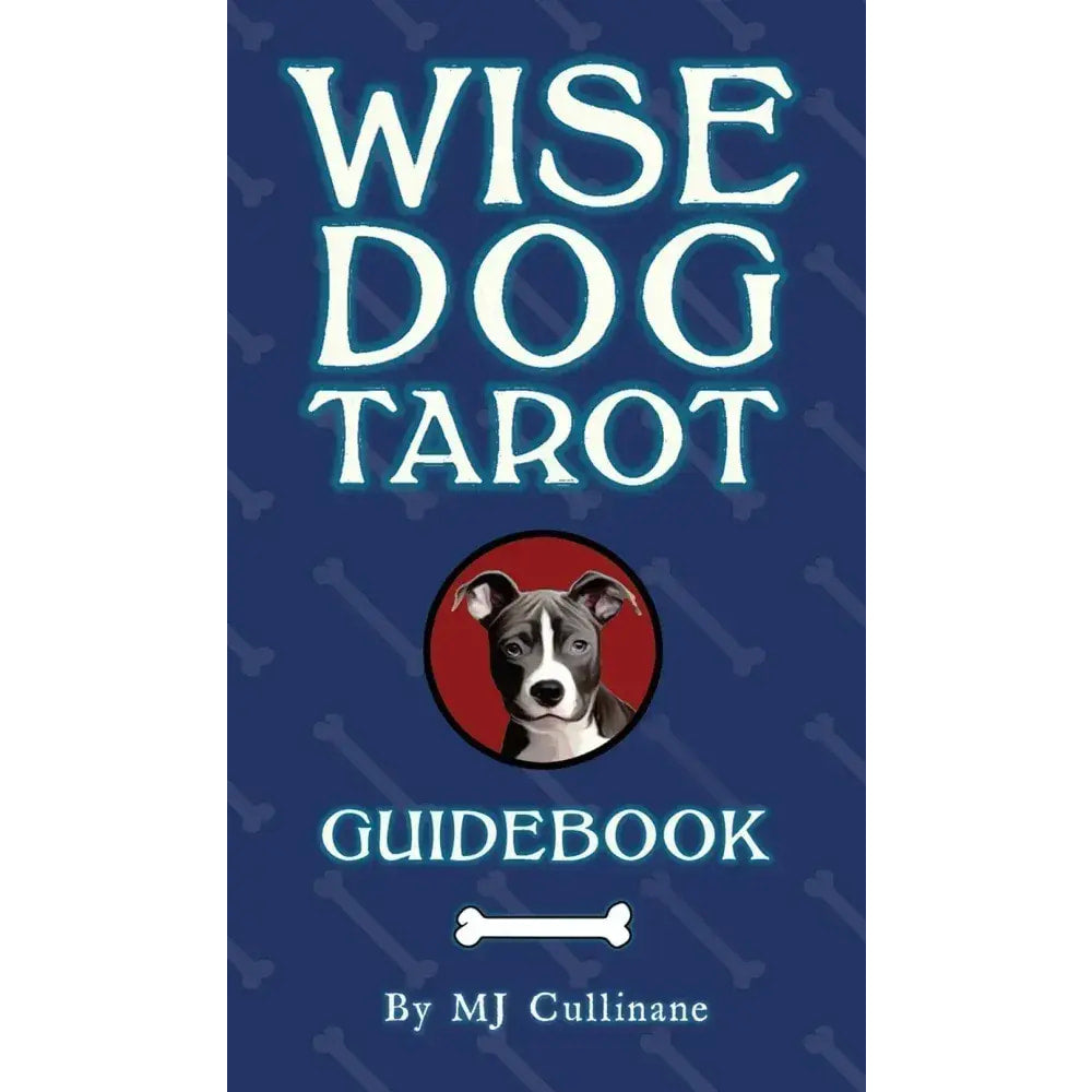 Wise Dog Tarot LV9576 cover: black and white pit bull puppy on red circle