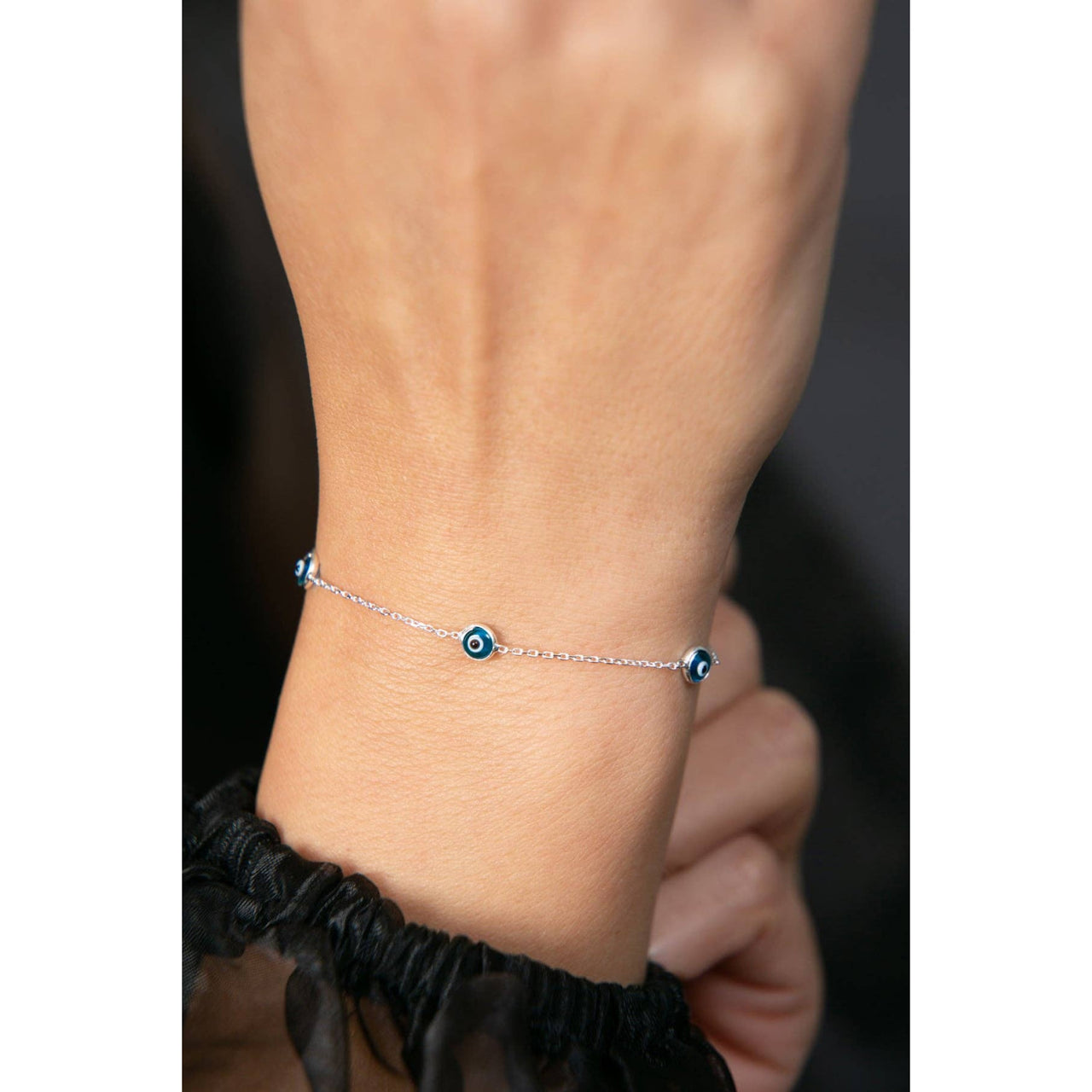 Women’s Evil Eye 925 Sterling Silver Bracelet #J954