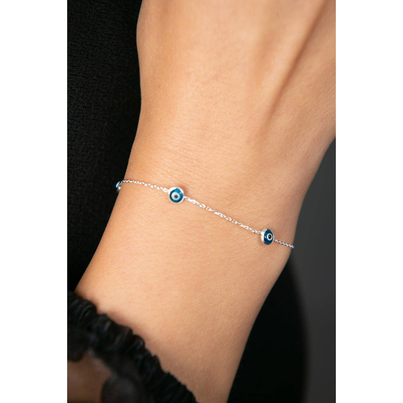 Women’s Evil Eye 925 Sterling Silver Bracelet #J954