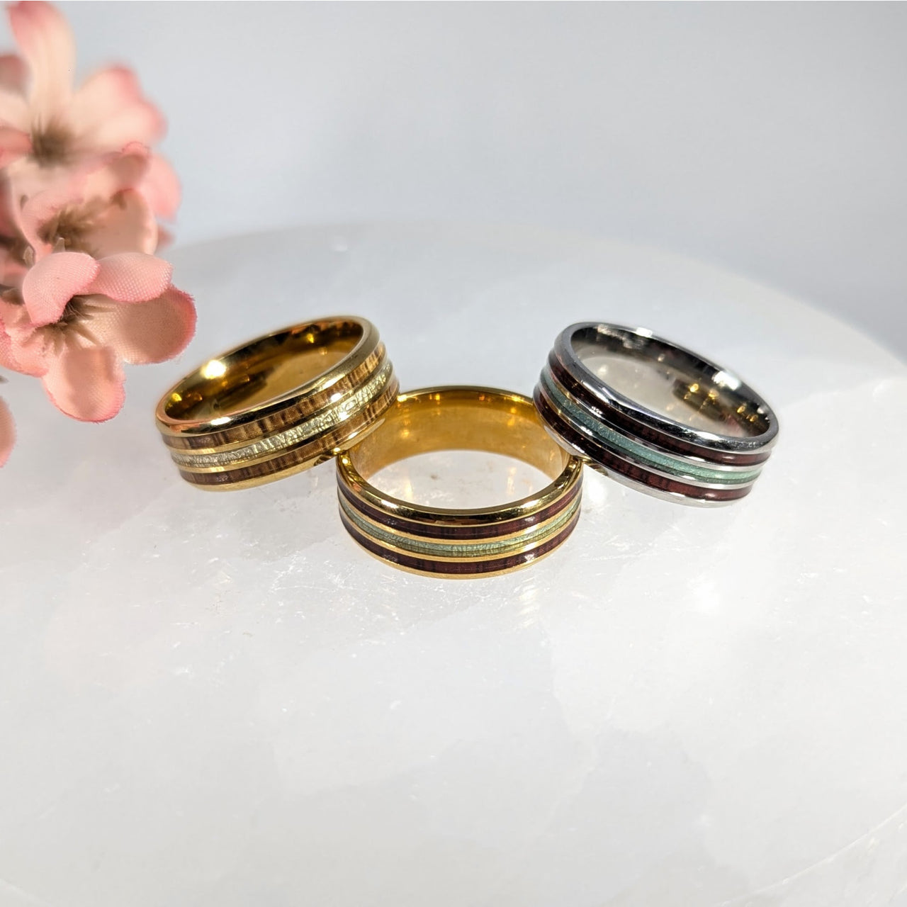 Wood Inlay Ring 316 LVM Stainless Steel Sz 12 #LV9856