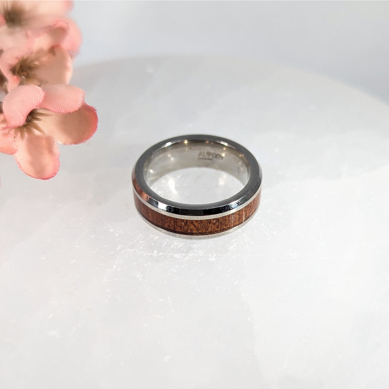 Wood Inlay Ring Sz 10.75 LVM Stainless Steel #LV9859 - $46