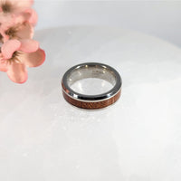 Wood Inlay Ring Sz 10.75 LVM Stainless Steel #LV9859 - $46