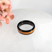 Wood Inlay Ring Sz 12.75 LVM Stainless Steel #LV9863 - $46