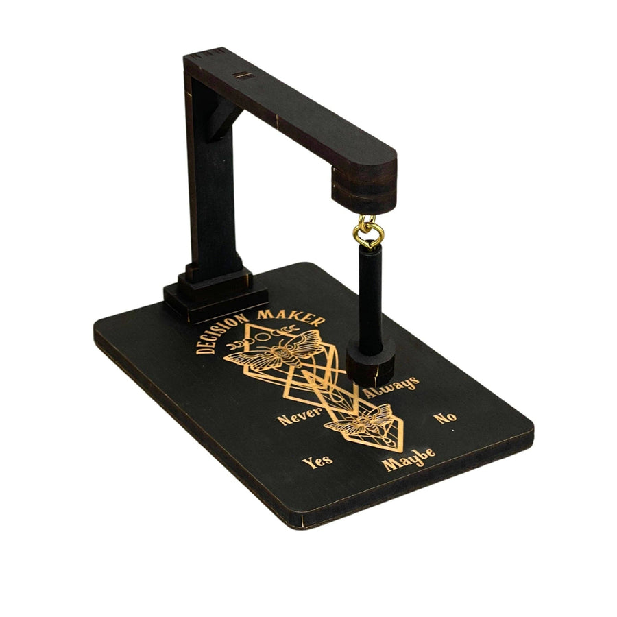 Black decision-making pendulum from Wooden Decision Maker Death Moth Seraphim Mushroom #LV7339