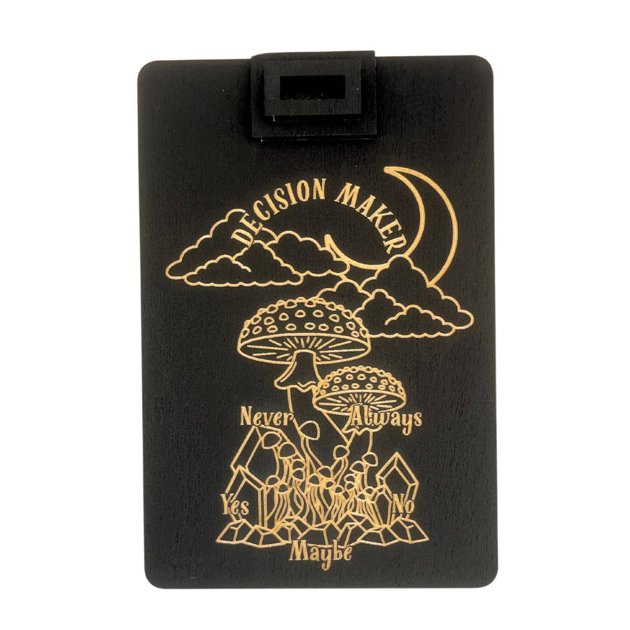 Black decision-making pendulum board from Wooden Decision Maker Death Moth Seraphim Mushroom