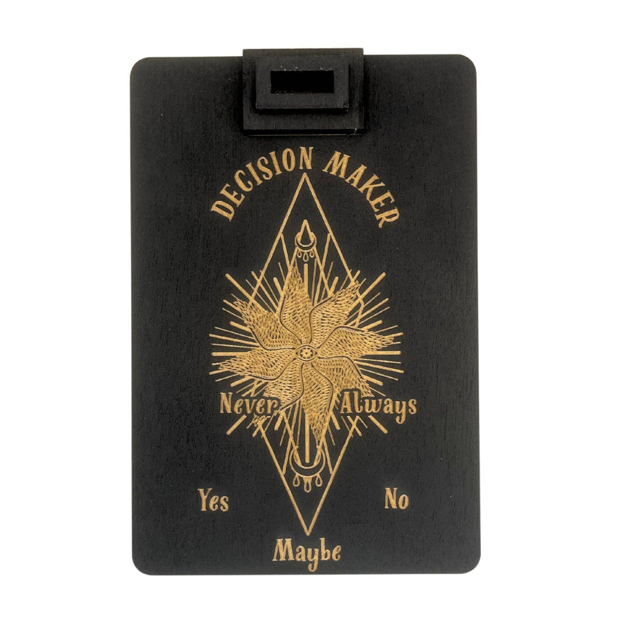 Black decision-making board from Wooden Decision Maker with Death Moth Seraphim and Mushroom
