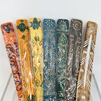 Colorful wooden incense sticks in holder #Q330, ash catcher design