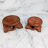 Thumbnail for Pair of carved wooden candles on display with Wooden Sphere 2.5-3.3’ Stand #LV2872