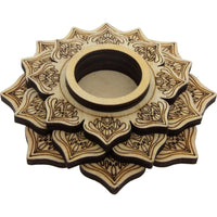 Wooden Sphere Stand w/ LED - Mandala #BC0552