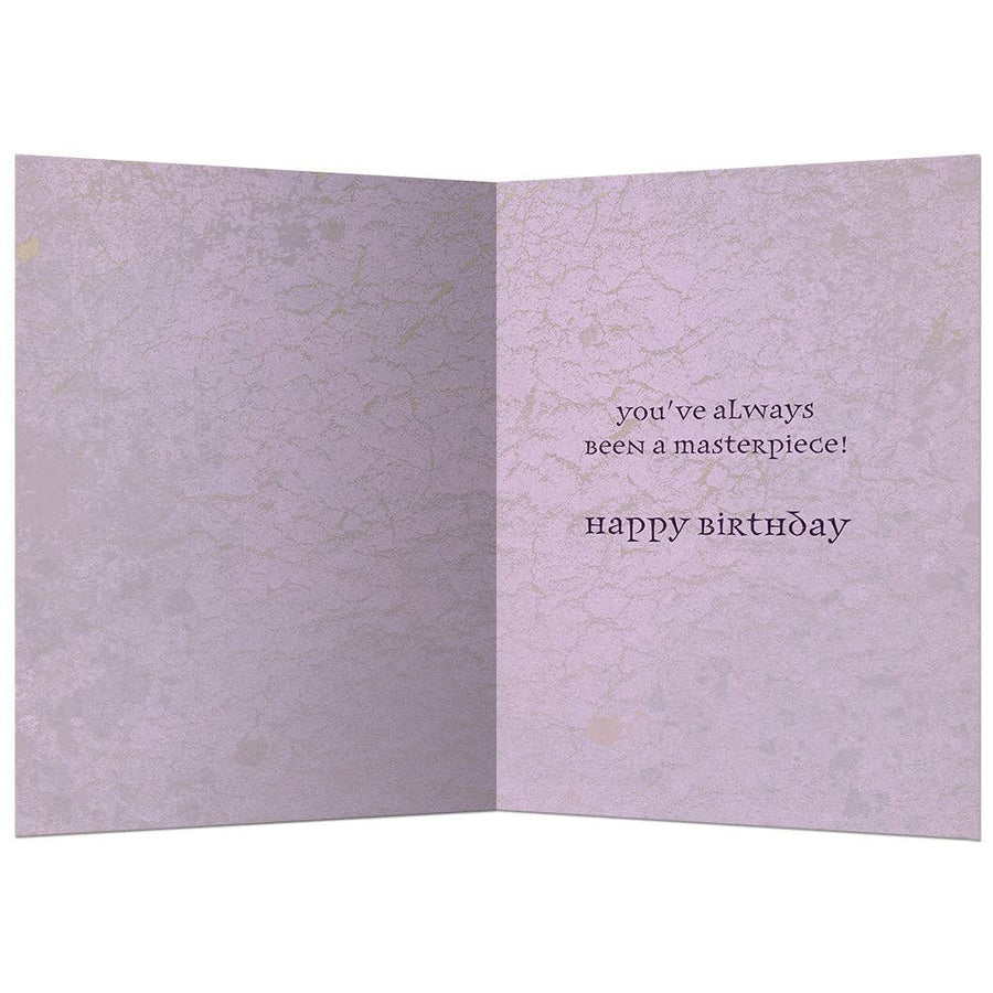 Lavender textured Work Of Art Birthday Card #14786 with black text You’ve always been a masterpiece! Happy birthday
