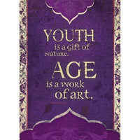 Purple Work Of Art Birthday Greeting Card #14786 with youth is a gift of nature quote