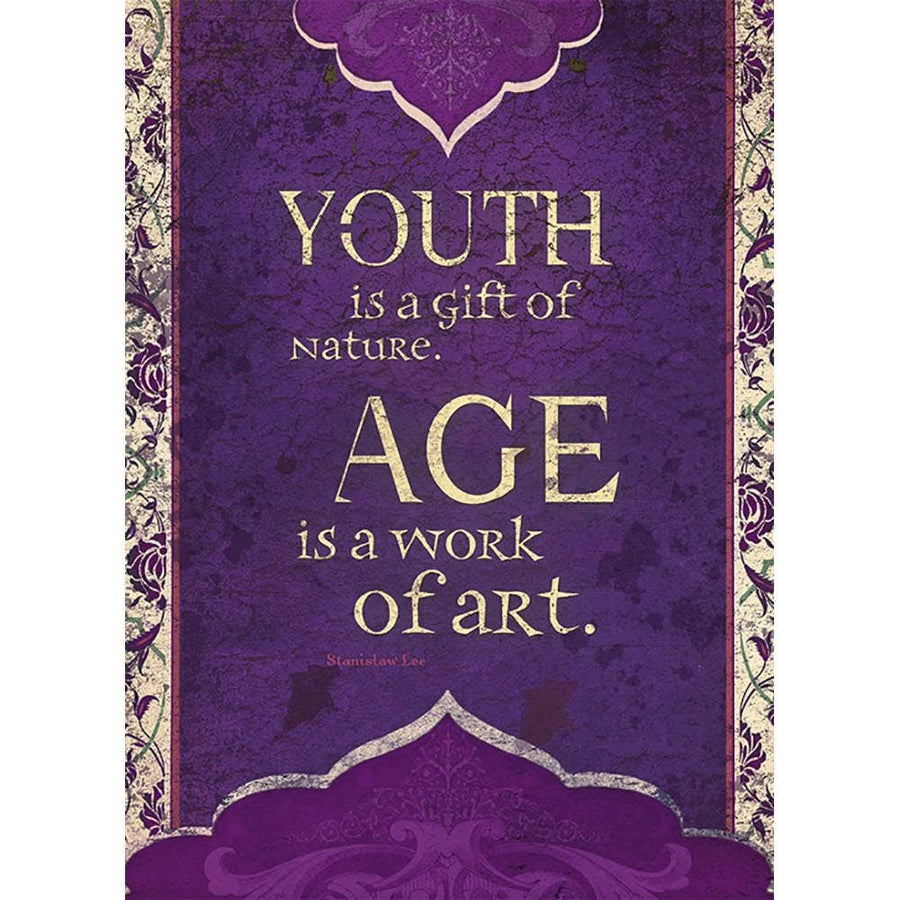 Purple Work Of Art Birthday Greeting Card #14786 with youth is a gift of nature quote