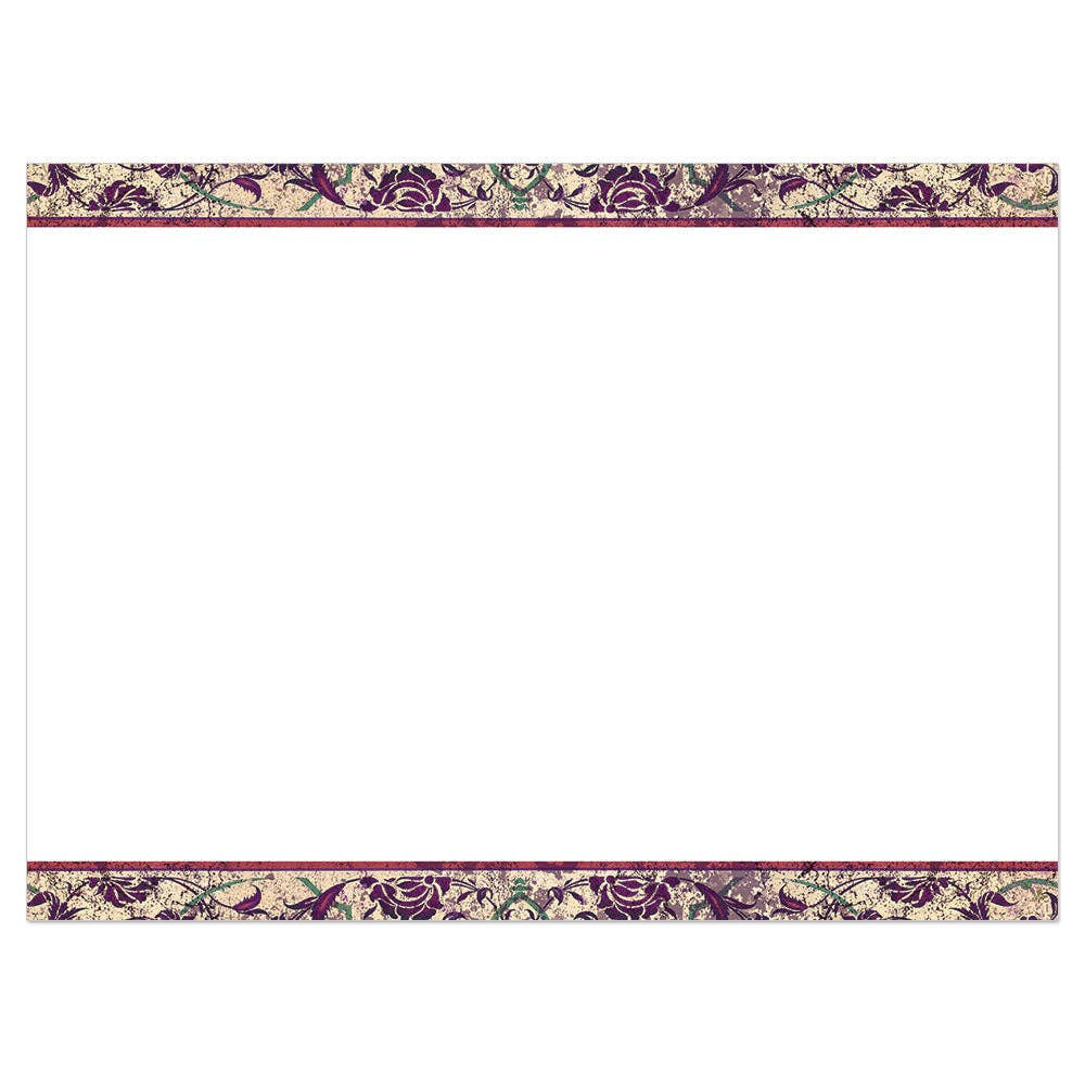Work of Art Birthday Greeting Card #14786 with purple green floral border on beige texture