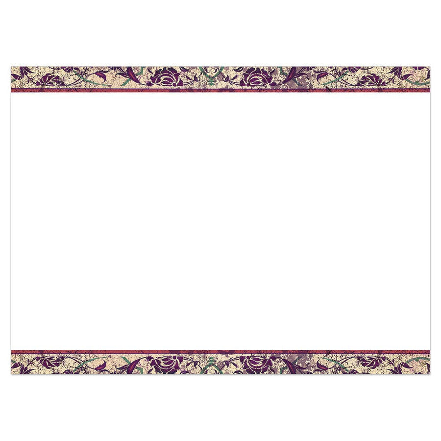 Work of Art Birthday Greeting Card #14786 with purple green floral border on beige texture