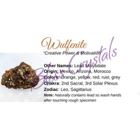 Wulfenite Crystal Information Card Double sided #HC193 $1.25