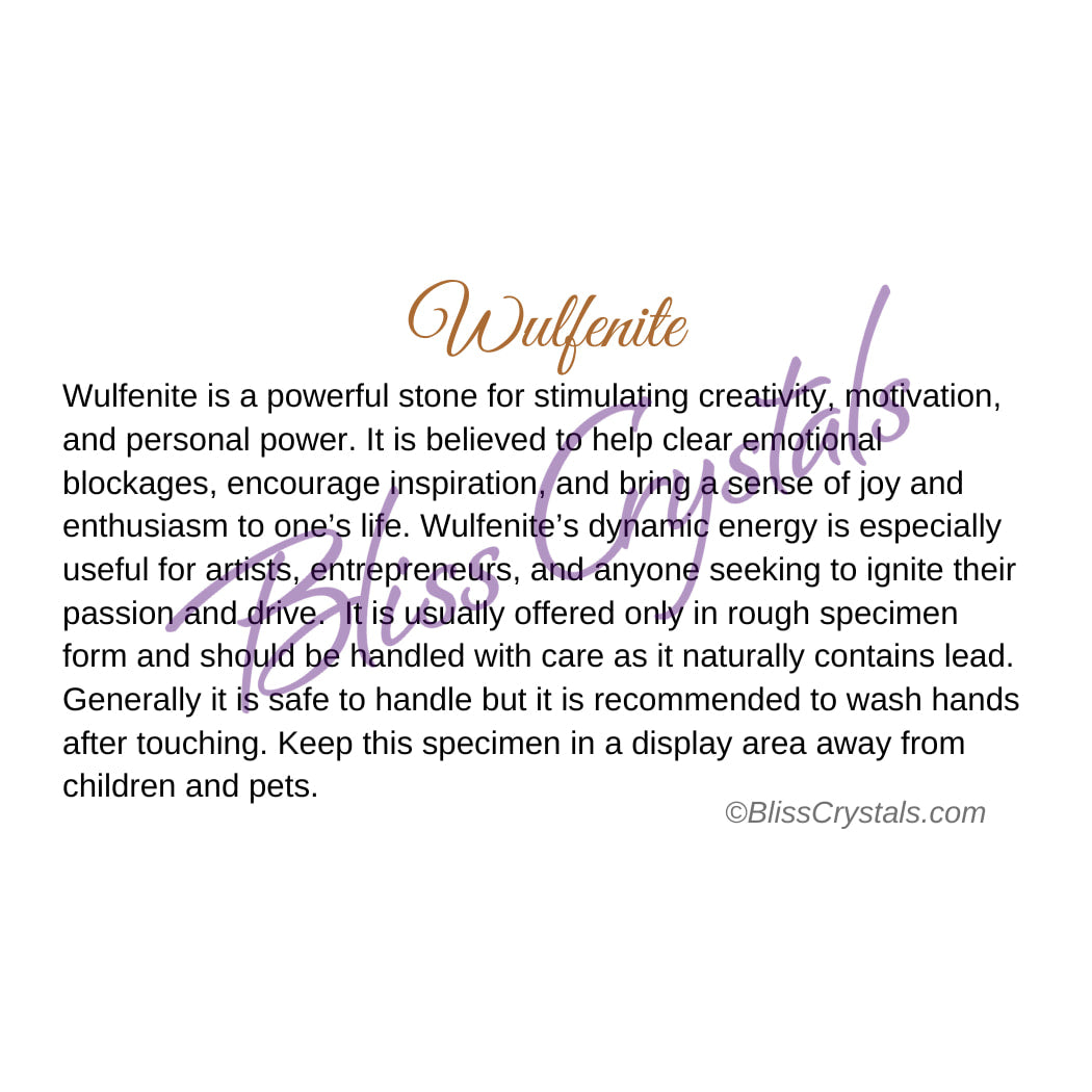 Wulfenite Crystal Information Card Double sided #HC193 $1.25