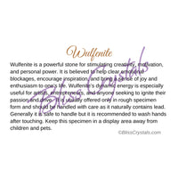 Wulfenite Crystal Information Card Double sided #HC193 $1.25