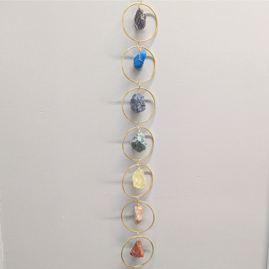 Seven-stone chakra wall hanging crafted for harmony and energy balance