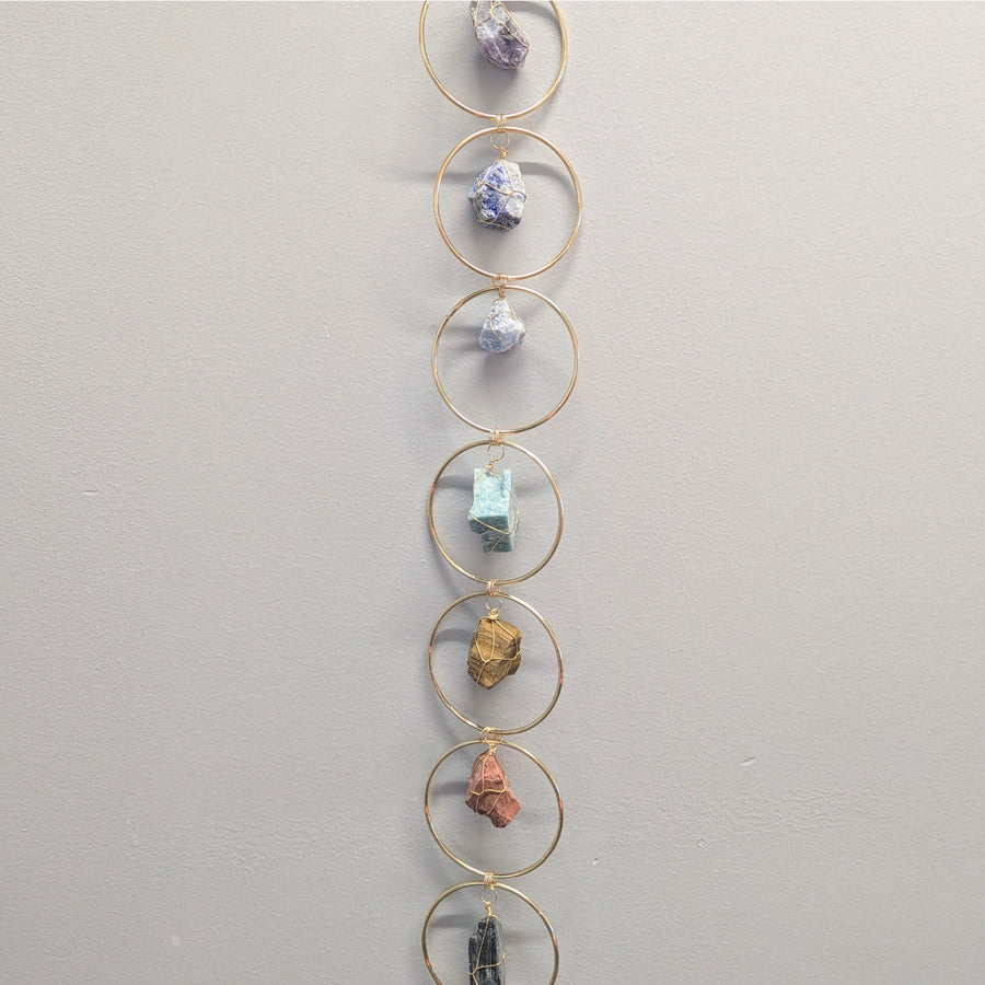 Crystal-adorned gold hoop mobile for XL Rough Stone 30 Crystal Suncatcher #LV8576