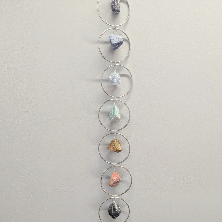 Hanging chakra crystal mobile from XL Rough Stone 30 inch Crystal Suncatcher LV8576