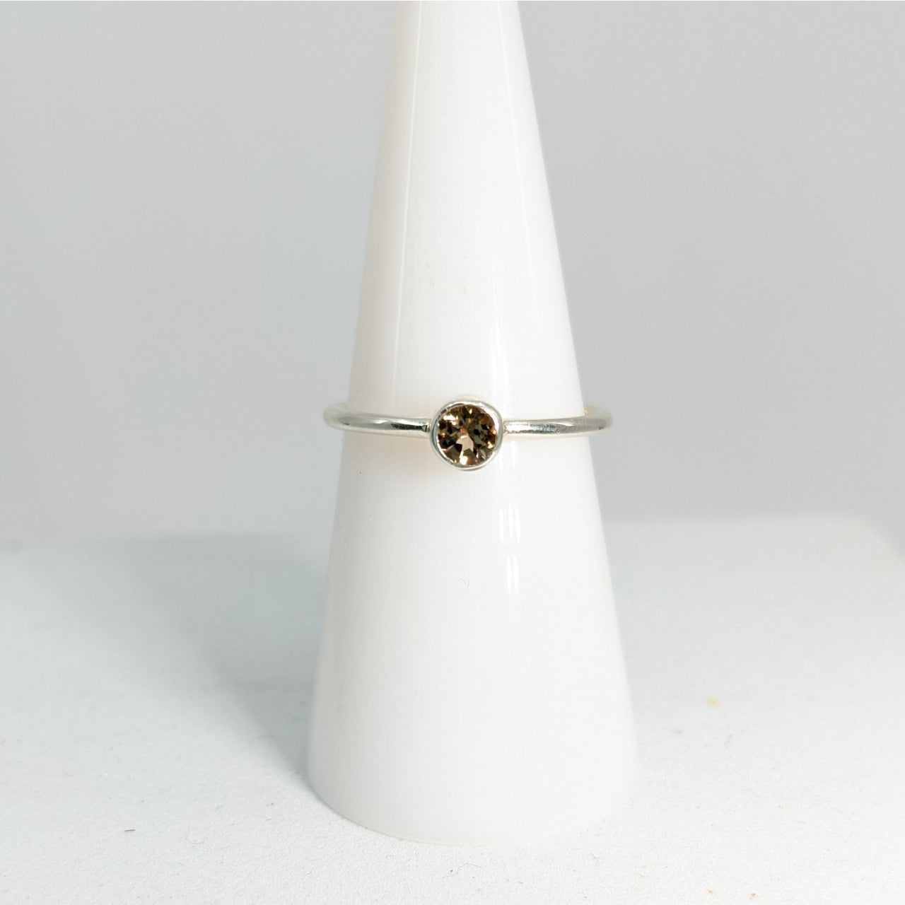 Sterling Silver Stackable Ring with Brown Tourmaline for Reward Notifications