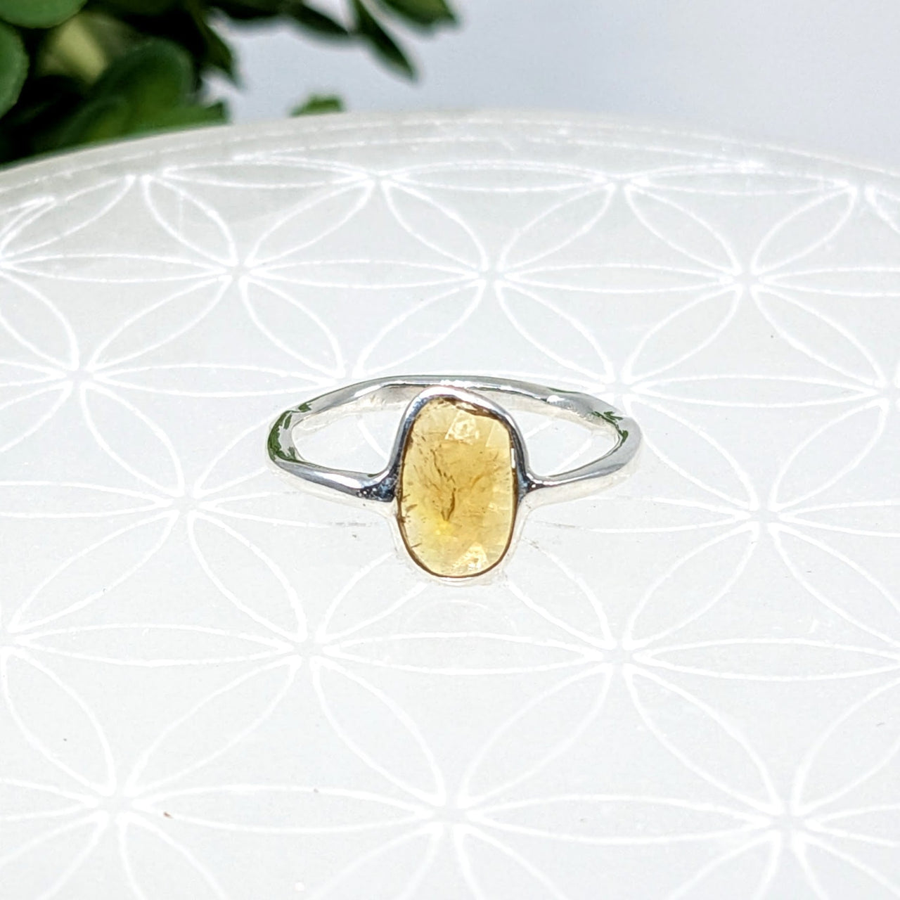 Yellow Tourmaline Sz. 4.5 Faceted Dainty Ring #LV6856 - $52