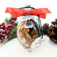 Yule Blessings 3.5’’ crystal ornament with orange, cinnamon, moss, quartz point