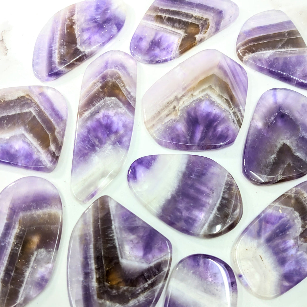 Flat shape amethite tumbled stones in Zametrine Polished Slice, Assorted Sizes #LV1530