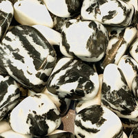 Thumbnail for Polished Zebra Jasper Tumbled stones with striking black and white patterns