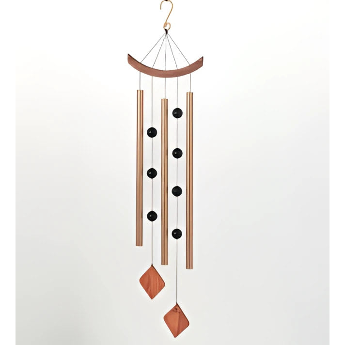 Zen Chime Tranquil Bronze Woodstock wind chime with orange black accents