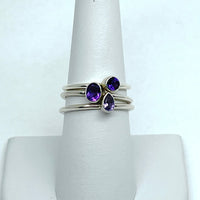 Thumbnail for 1 Amethyst Faceted Stackable Dainty Ring.925 Sterling Silver