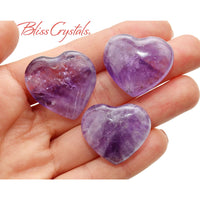 Thumbnail for 1 AMETHYST Polished Mini Heart Pocket Size Gemstone Healing 