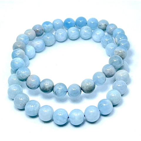 1 Aquamarine 7 mm Crystal Bracelet (15g) #SK7486 - $26