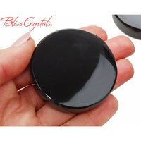 Thumbnail for 1 BLACK OBSIDIAN 2 Scrying Mirror Round Plate Polished Altar